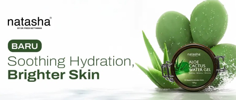 Aloe Cactus Water Gel Natasha, Pelembap Wajah Ringan untuk Kulit Segar dan Terhidrasi
